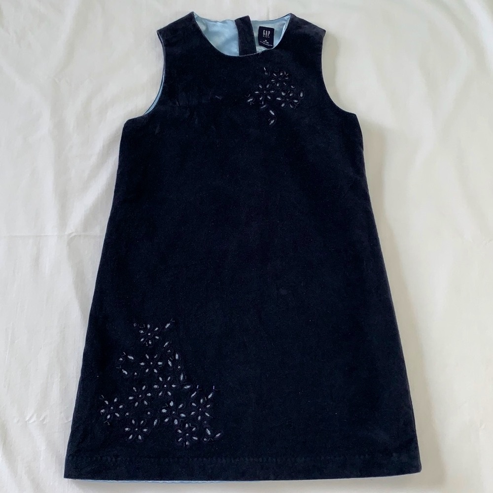 GAP Girls Navy Blue Embellished Velvet Sleeveless Formal Dress